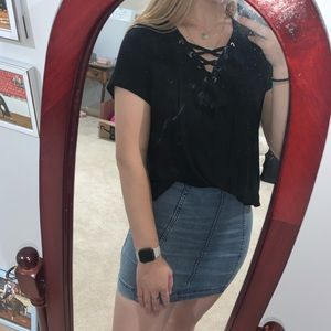 Black Lace-Up Top